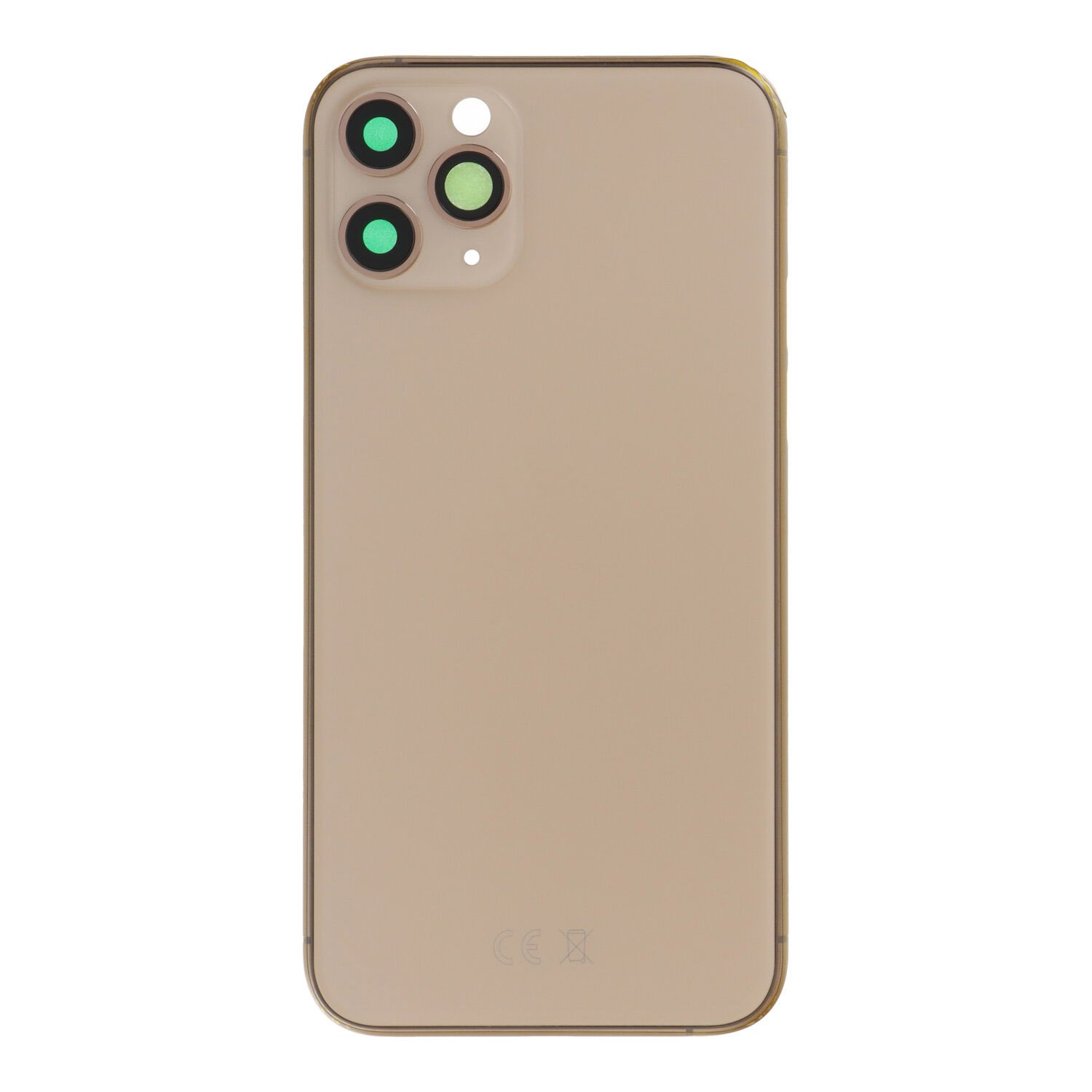 18420230315131522.jpg Middle Frame + Battery Door + Back Camera Lens and Bezel + Side Buttons + SIM Card Tray with Speaker Anti-Dust Mesh+Mic Anti-Dust Mesh+Eject Pin for iPhone 11 Pro Max Gold without Logo OEM - Image 1