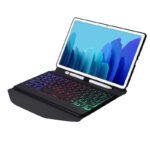 Triangular Leather Case with Bluetooth Keyboard & Backlight for Samsung Galaxy Tab A7 10.4 2020 Black+Black