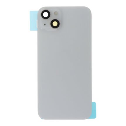 Battery Door + Back Camera Lens and Bezel with Magnetism Ring+Metal Plate+Wireless Charger Chip+Flash Light for iPhone 14 Plus White without Logo HQ