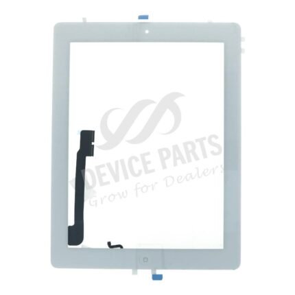 Touch Screen + Touch Screen Adhesive with Home Button Flex Cable for iPad 4 White OEM