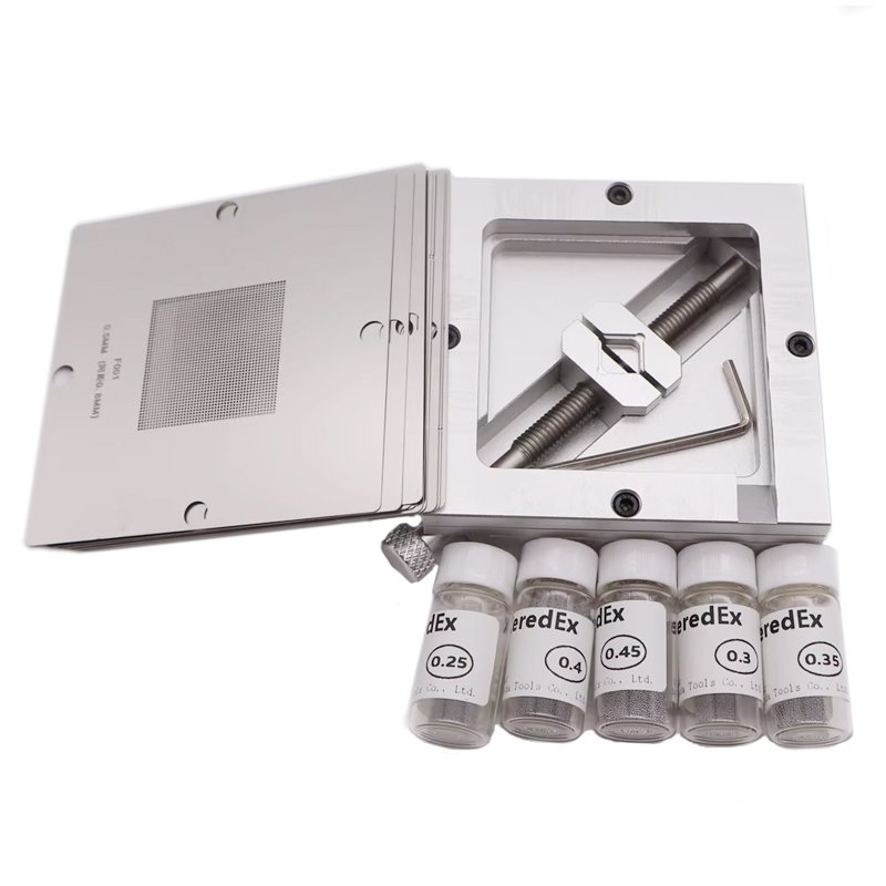 33320250213134838.jpg 90*90mm BGA Reballing Station Kit with Universal Stencil *10 + 0.25mm/0.3mm/0.35mm/0.4mm/0.45mm Solder Balls - Image 1