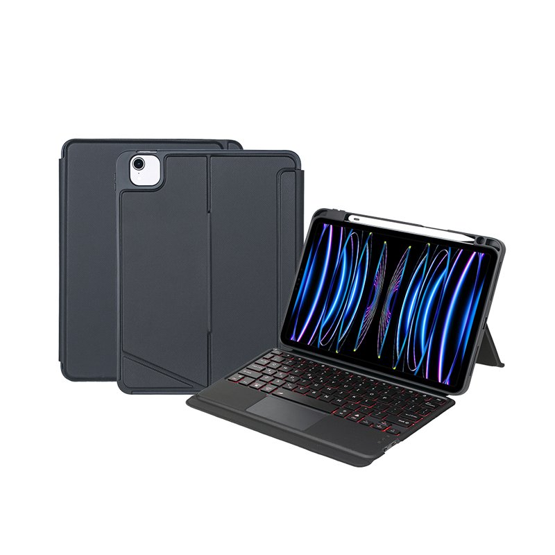 39720221206134929.jpg TPU Case with Detachable Keyboard & Keyboard Backlight & Trackpad & Pen Slot for iPad Pro 11 2018 1st/Pro 11 2020 2nd/Air 2020/Air 4/Pro 11 2021 3rd/Air 2022/Air 5/Pro 11 2022/4th Black - Image 1