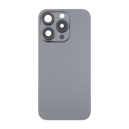 Battery Door + Back Camera Lens and Bezel with Magnetism Ring+Metal Plate+Wireless Charger Chip+Flash Light for iPhone 16 Pro Max Black Titanium Ori R