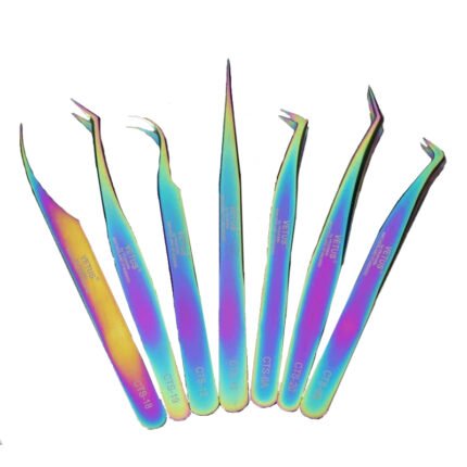VETUS CTS Series Colorful Anti Static ESD Stainless Hyper Fine Tip Tweezers 7pcs in one set