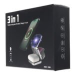 3 in 1 ABS Foldable Magnetic Wireless Charger Stand for iPhone/Apple Watch/AirPods Silver CE Certified - Image 3