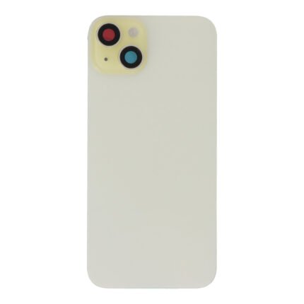 Battery Door + Back Camera Lens and Bezel with Magnetism Ring+Metal Plate+Wireless Charger Chip+Flash Light for iPhone 15 Plus Yellow HQ