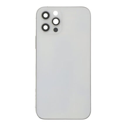 Middle Frame + Battery Door + Back Camera Lens and Bezel + Side Buttons + SIM Card Tray with Magnetism Ring+Speaker Anti-Dust Mesh+Mic Anti-Dust Mesh+Eject Pin for iPhone 12 Pro European Version White without Logo OEM