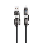 REMAX C1 240W 1.2M USB+Type-C to Lightning+Type-C Vanguard Multifunctional Zinc Alloy Braided Charging Data Cable Black