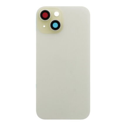 Battery Door + Back Camera Lens and Bezel with Magnetism Ring+Metal Plate for iPhone 15 Yellow without Logo OEM