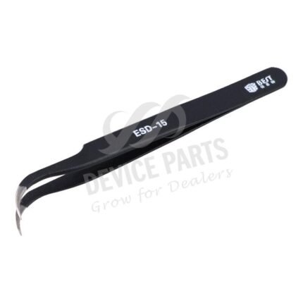 BST-15 Curved Precision Anti-static ESD Stainless Steel Tweezers Black