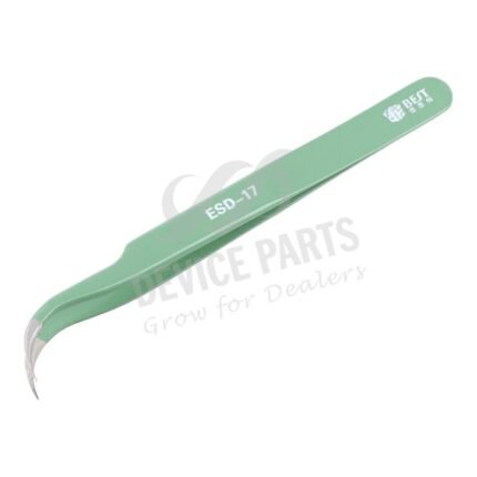 BST-17 Curved Precision Anti-static ESD Stainless Steel Tweezers Green
