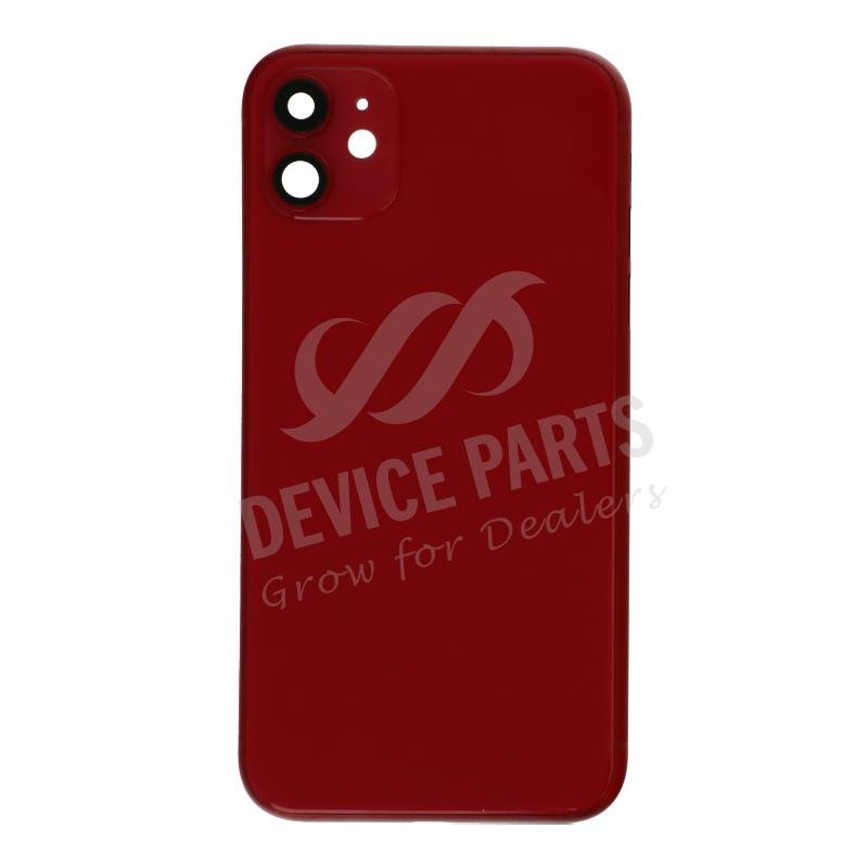 as058272_2201103102_1.jpg Middle Frame + Battery Door + Back Camera Lens and Bezel + Side Buttons + SIM Card Tray with Speaker Anti-Dust Mesh+Mic Anti-Dust Mesh+Eject Pin for iPhone 11 USA Version Red OEM - Image 1