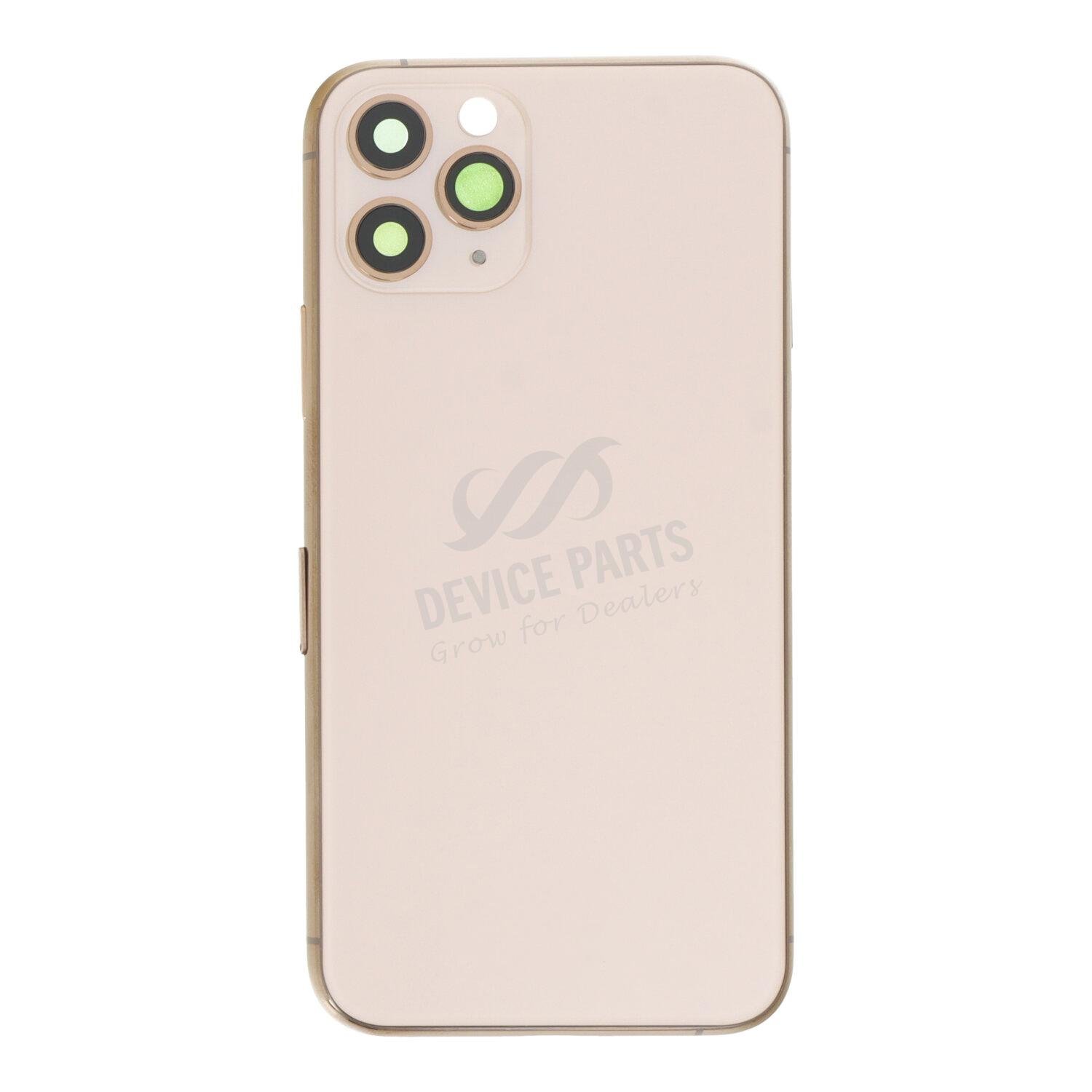 as060521_2312168825_1.jpg Middle Frame + Battery Door + Back Camera Lens and Bezel + Side Buttons + SIM Card Tray with Speaker Anti-Dust Mesh+Mic Anti-Dust Mesh+Eject Pin for iPhone 11 Pro European Version Gold OEM - Image 1