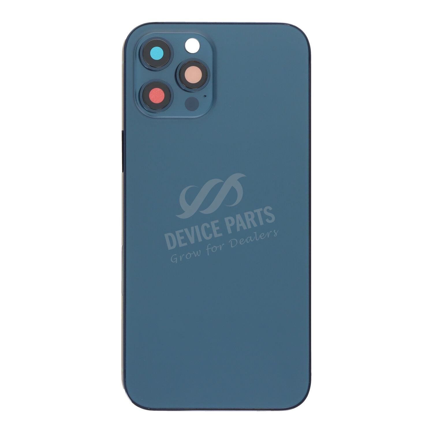 as070964_2409302856_1.jpg Middle Frame + Battery Door + Back Camera Lens and Bezel + Side Buttons + SIM Card Tray with Magnetism Ring+Speaker Anti-Dust Mesh+Mic Anti-Dust Mesh+Eject Pin for iPhone 12 Pro Max USA Version Blue OEM - Image 1