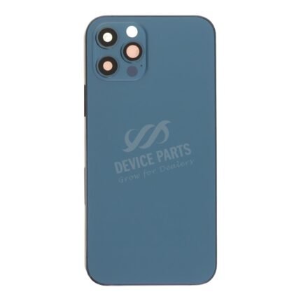 Middle Frame + Battery Door + Back Camera Lens and Bezel + Side Buttons + SIM Card Tray with Magnetism Ring+Speaker Anti-Dust Mesh+Mic Anti-Dust Mesh+Eject Pin for iPhone 12 Pro USA Version Blue OEM