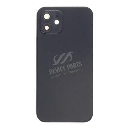 Middle Frame + Battery Door + Back Camera Lens and Bezel + Side Buttons + SIM Card Tray with Magnetism Ring+Speaker Anti-Dust Mesh+Mic Anti-Dust Mesh+Eject Pin for iPhone 12 USA Version Black OEM