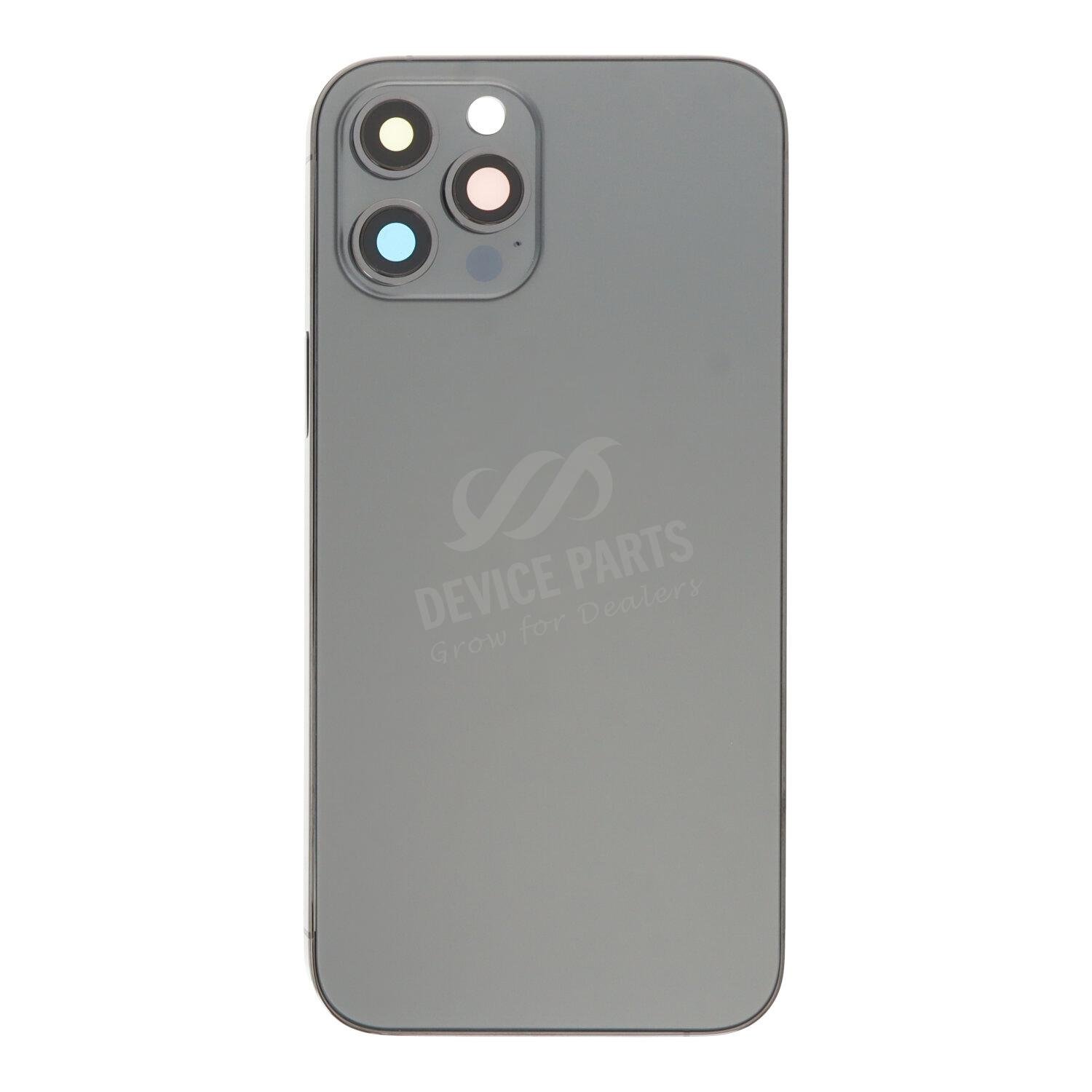 as071701_2312182232_1.jpg Middle Frame + Battery Door + Back Camera Lens and Bezel + Side Buttons + SIM Card Tray with Magnetism Ring+Speaker Anti-Dust Mesh+Mic Anti-Dust Mesh+Eject Pin for iPhone 12 Pro Max European Version Black OEM - Image 1