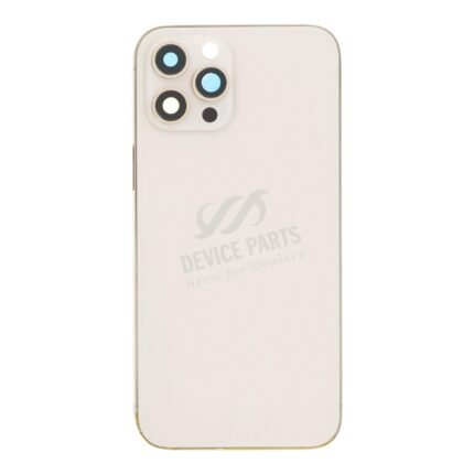 Middle Frame + Battery Door + Back Camera Lens and Bezel + Side Buttons + SIM Card Tray with Magnetism Ring+Speaker Anti-Dust Mesh+Mic Anti-Dust Mesh+Eject Pin for iPhone 12 Pro Max European Version Gold OEM