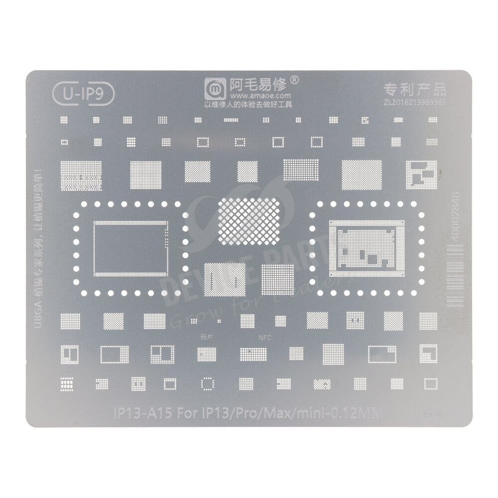 as084268_2409305855_1.jpg Amaoe A15 0.12MM Rework Repair BGA Reballing Stencil for iPhone 13 Series - Image 1