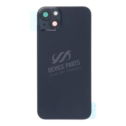 Battery Door + Back Camera Lens and Bezel with Bracket + Wireless Charger Chip + Magnetism Ring + Flash Light for iPhone 14 Plus Black OEM