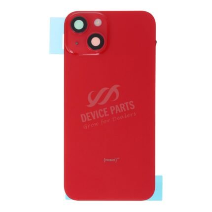 Battery Door + Back Camera Lens and Bezel with Magnetism Ring+Metal Plate+Wireless Charger Chip+Flash Light for iPhone 14 Red OEM