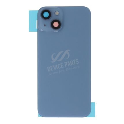 Battery Door + Back Camera Lens and Bezel with Magnetism Ring+Metal Plate+Wireless Charger Chip+Flash Light for iPhone 14 Blue OEM