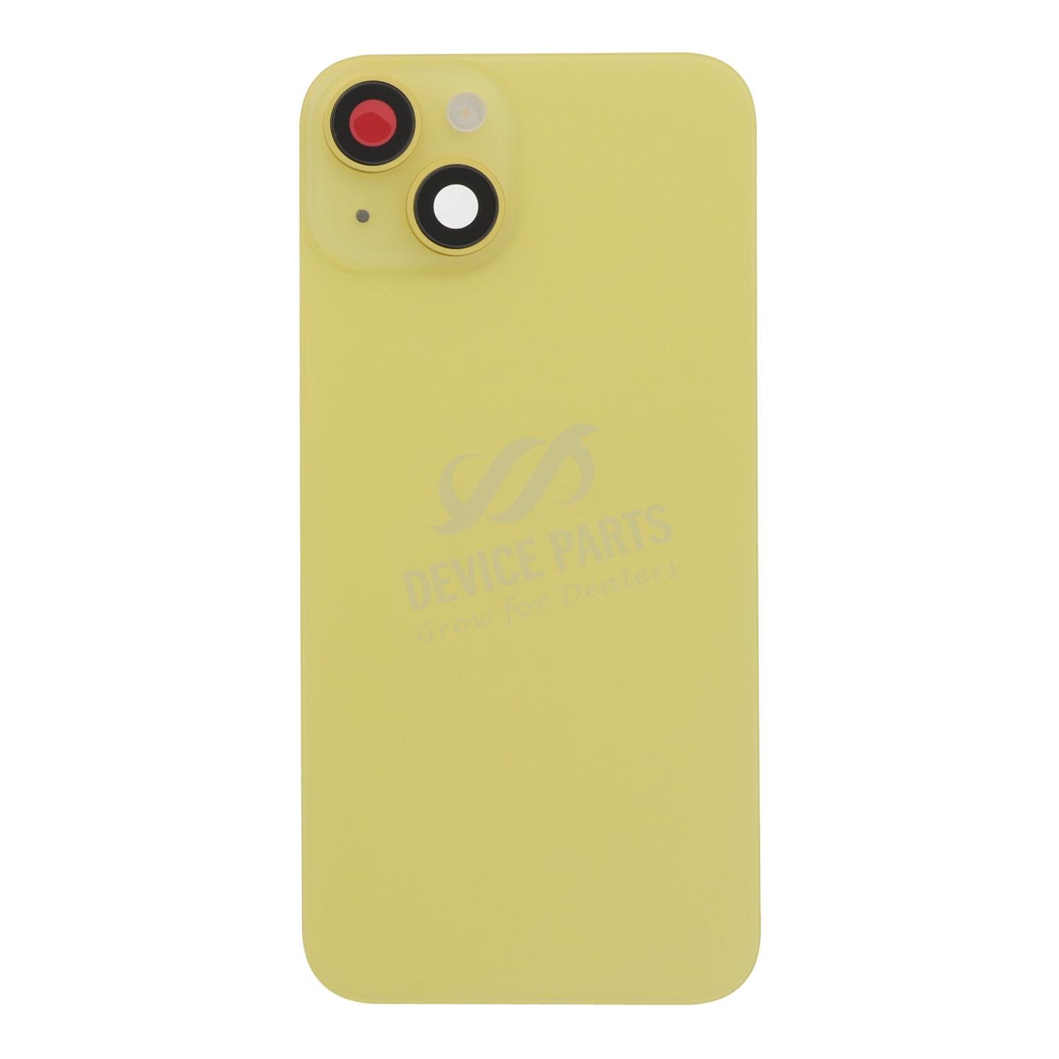 as125271_2309041153_1.jpg Battery Door + Back Camera Lens and Bezel with Magnetism Ring+Metal Plate+Wireless Charger Chip+Flash Light for iPhone 14 Yellow OEM - Image 1