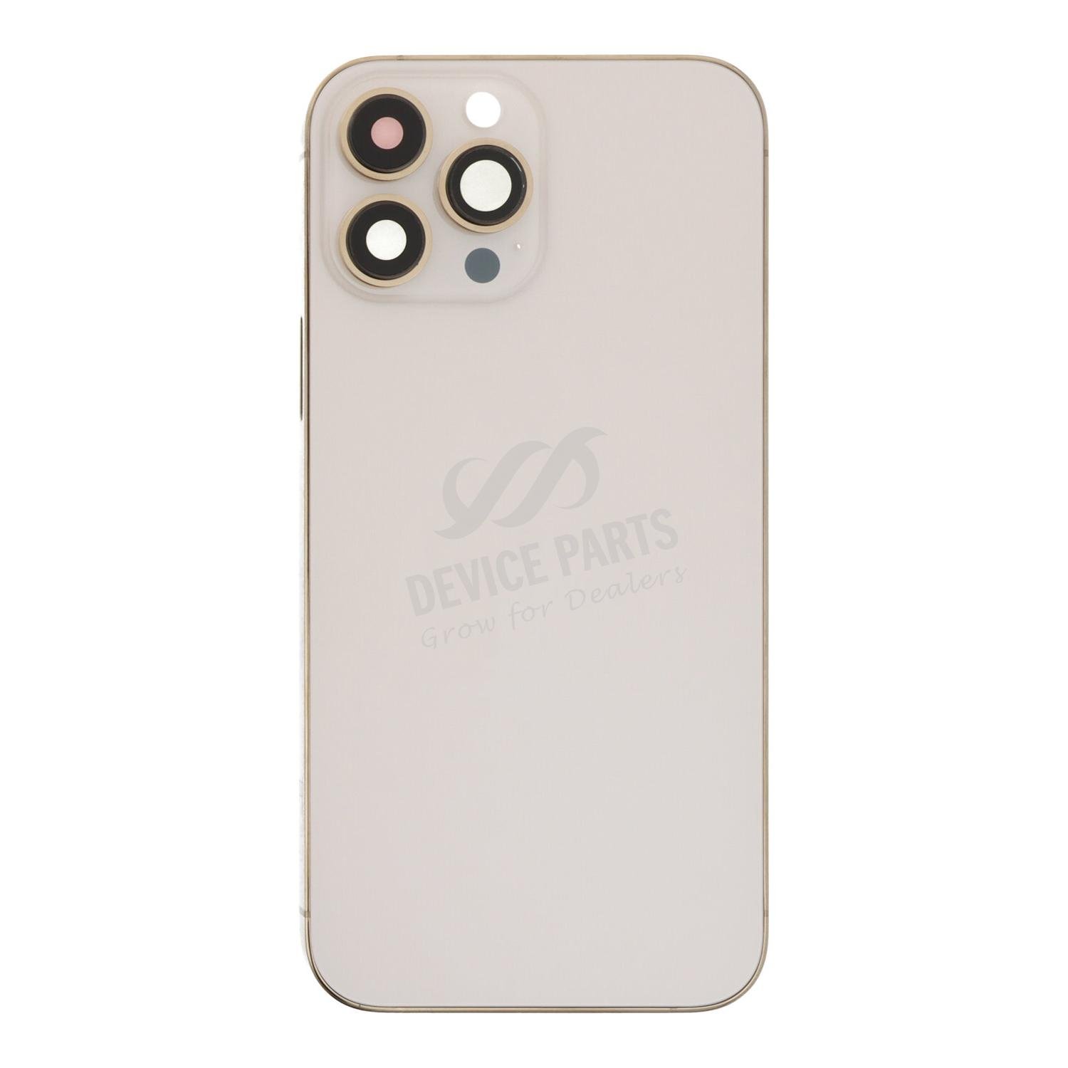 as128158_2501034204_1.jpg Middle Frame + Battery Door + Back Camera Lens and Bezel + Side Buttons + SIM Card Tray with Magnetism Ring+Speaker Anti-Dust Mesh+Mic Anti-Dust Mesh+Eject Pin for iPhone 13 Pro Max 6.7" European Version Gold HQ - Image 1