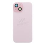 Battery Door + Back Camera Lens and Bezel with Magnetism Ring+Metal Plate+Wireless Charger Chip+Flash Light for iPhone 15 Pink OEM