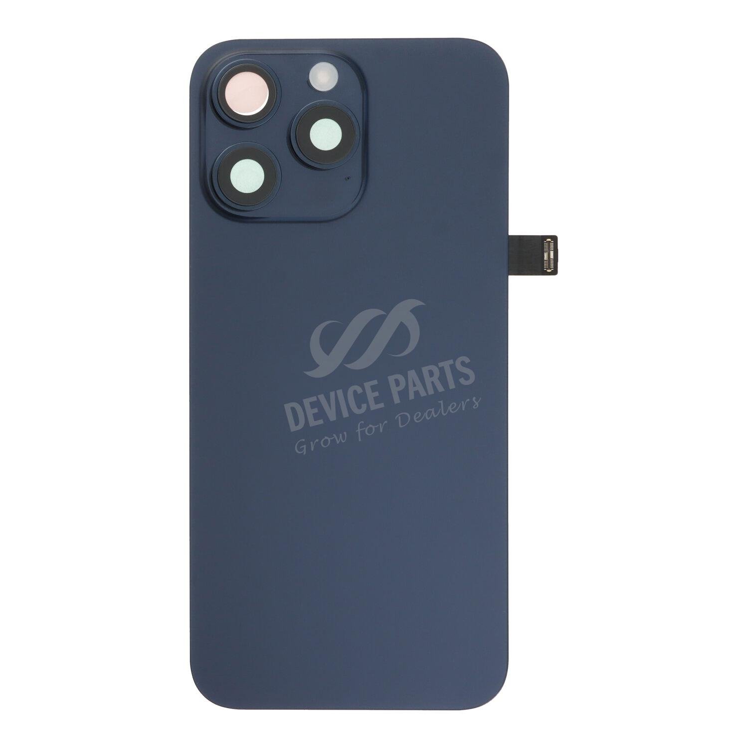 as135664_2312115207_1.jpg Battery Door + Back Camera Lens and Bezel with Magnetism Ring+Metal Plate+Wireless Charger Chip+Flash Light for iPhone 15 Pro Max Blue Titanium OEM - Image 1