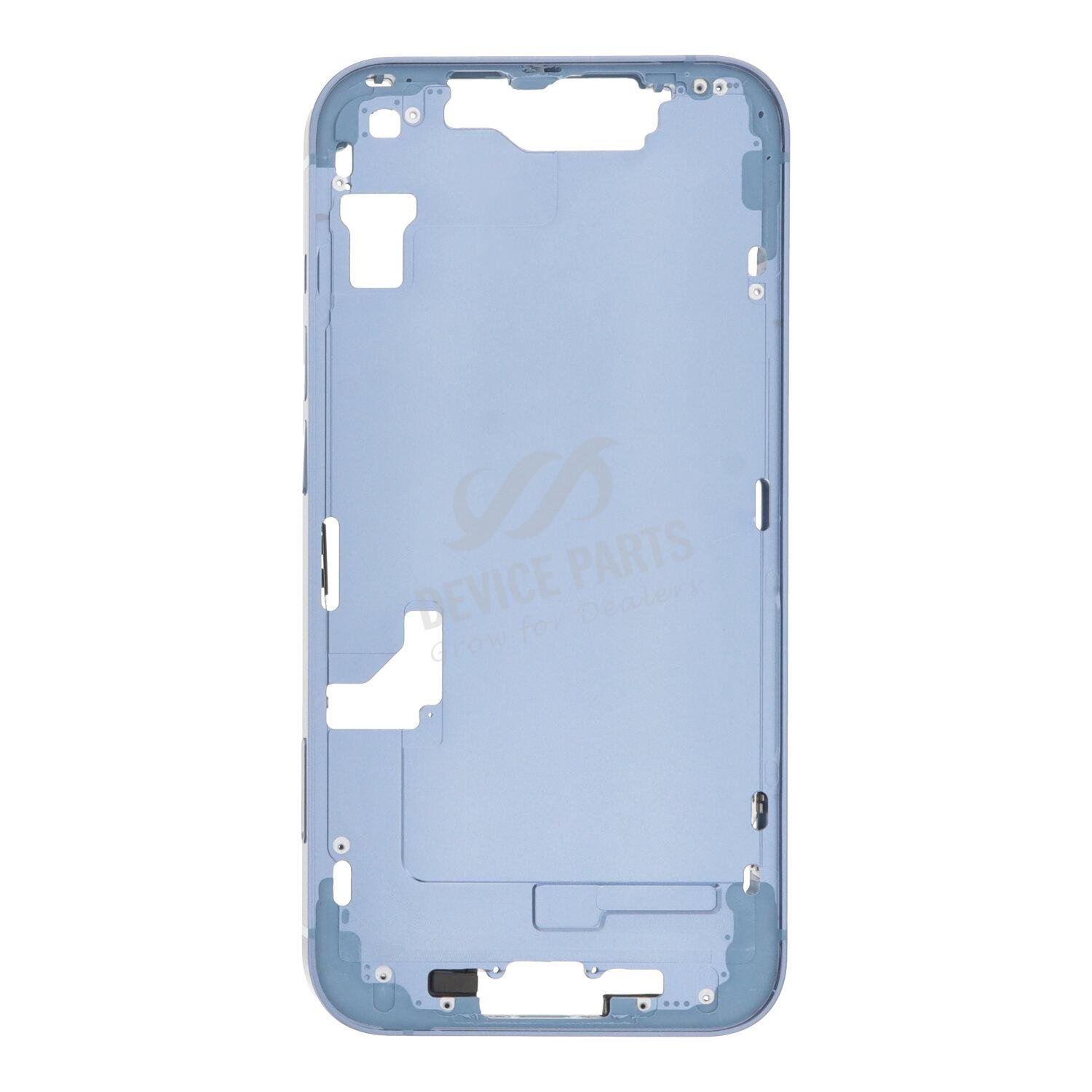 as135865_2312163445_1.jpg Middle Frame with Side Key+Side Rails+Card Tray+Speaker Anti-Dust Mesh for iPhone 14 European Version Blue OEM - Image 1