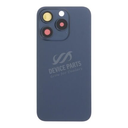 Battery Door + Back Camera Lens and Bezel with Magnetism Ring+Metal Plate for iPhone 15 Pro Blue Titanium OEM