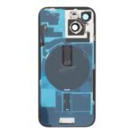 Battery Door + Back Camera Lens and Bezel with Magnetism Ring+Metal Plate+Wireless Charger Chip+Flash Light for iPhone 15 Black HQ - Image 2