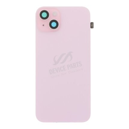 Battery Door + Back Camera Lens and Bezel with Magnetism Ring+Metal Plate+Wireless Charger Chip+Flash Light for iPhone 15 Plus Pink HQ