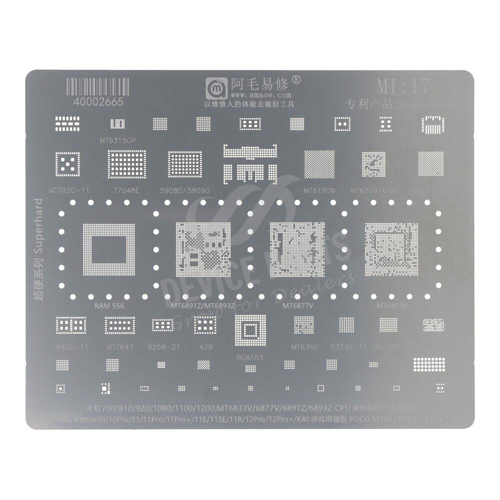 as153048_2410191747_1.jpg Amaoe Mi:17 0.12MM CPU Rework Repair BGA Reballing Stencil for Xiaomi Redmi Note 12Pro/12Pro+ - Image 1