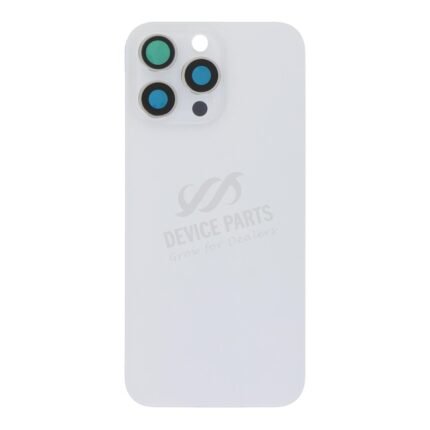 Battery Door + Back Camera Lens and Bezel with Magnetism Ring+Metal Plate for iPhone 16 Pro Max White Titanium OEM