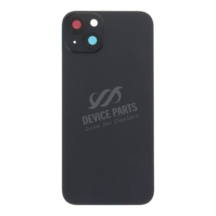 Battery Door + Back Camera Lens and Bezel with Magnetism Ring+Metal Plate for iPhone 15 Plus Black without Logo OEM
