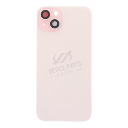 Battery Door + Back Camera Lens and Bezel with Magnetism Ring+Metal Plate for iPhone 15 Plus Pink without Logo OEM