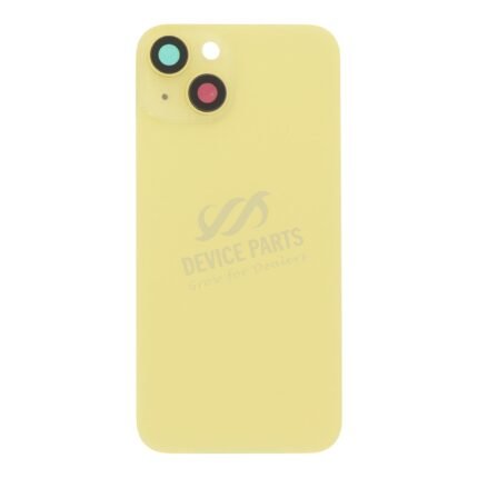 Battery Door + Back Camera Lens and Bezel with Magnetism Ring+Metal Plate for iPhone 14 Yellow OEM