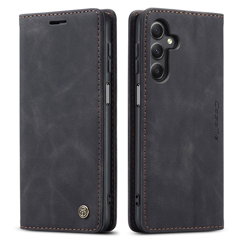 10220240103103506.jpg CaseMe-013 TPU Business Style Vintage Matte Horizontal Flap Leather Case for Samsung Galaxy A24 4G A245/A25 A256 Black - Image 1