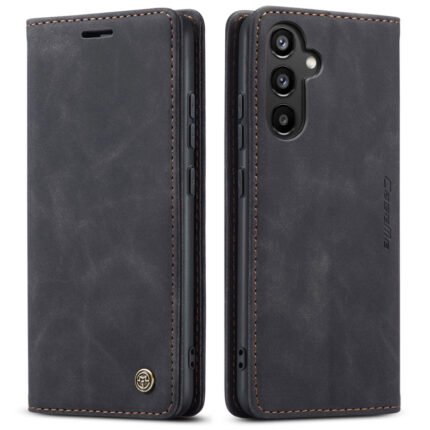 CaseMe-013 TPU Business Style Vintage Matte Horizontal Flap Leather Case for Samsung Galaxy A34 5G A346 Black