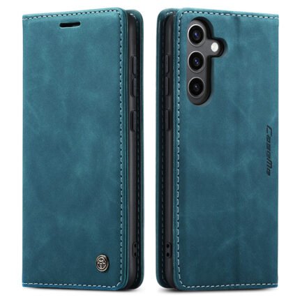 CaseMe-013 TPU Business Style Vintage Matte Horizontal Flap Leather Case for Samsung Galaxy S24 FE Blue