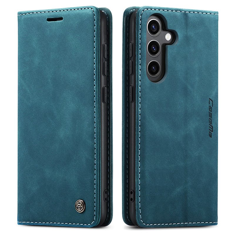11120241028183830.jpg CaseMe-013 TPU Business Style Vintage Matte Horizontal Flap Leather Case for Samsung Galaxy S24 FE Blue - Image 1