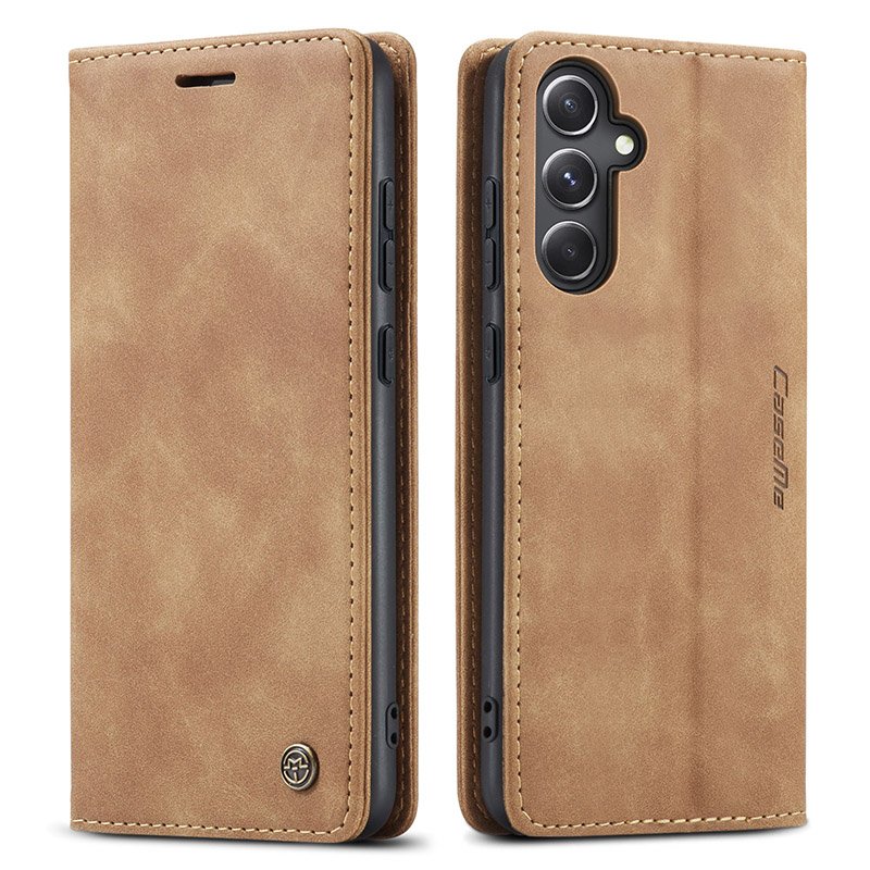 11220231116141339.jpg CaseMe-013 TPU Business Style Vintage Matte Horizontal Flap Leather Case for Samsung Galaxy S23 FE Brown - Image 1