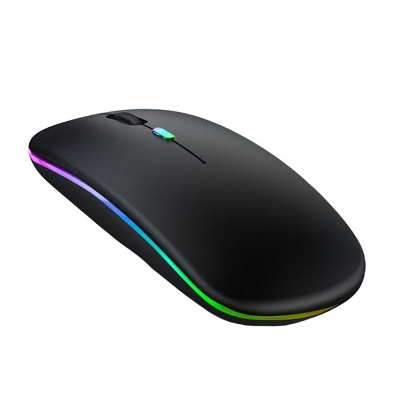 11420250818112305.jpg Rechargeable Bluetooth Wireless Mouse with RGB Light Black - Image 1