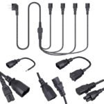 4 in 1 Female Y Type 3C Pure Copper AC Power Cable with 5 Types Extension Cords EU Plug