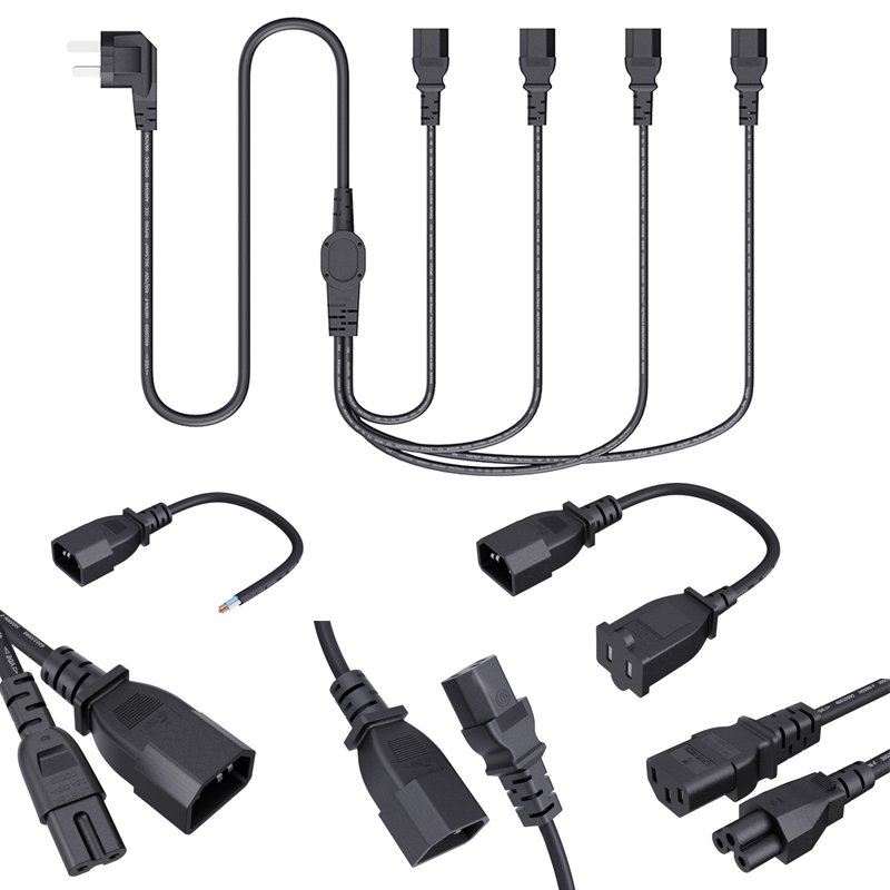 12820250718141341.jpg 4 in 1 Female Y Type 3C Pure Copper AC Power Cable with 5 Types Extension Cords EU Plug - Image 1