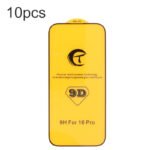 10Pcs 9D Full Screen Tempered Glass Screen Protector for iPhone 16 Pro/17 Black
