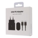 25W Type-C Charger with 1M Type-C to Type-C Cable for Samsung EU Plug OEM Black - Image 2