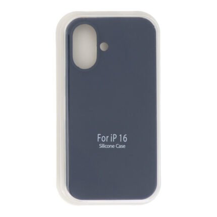 Full Pure Color Liquid Silicone Case Without Logo for iPhone 16 Midnight Blue